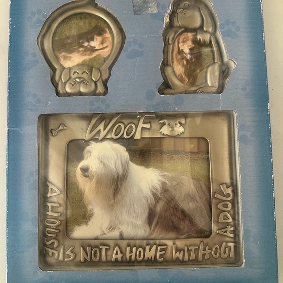 Dog Frames Set of 3 Metal Silver WOOF A House is not a Home Without A Dog - Picture 8 of 8
